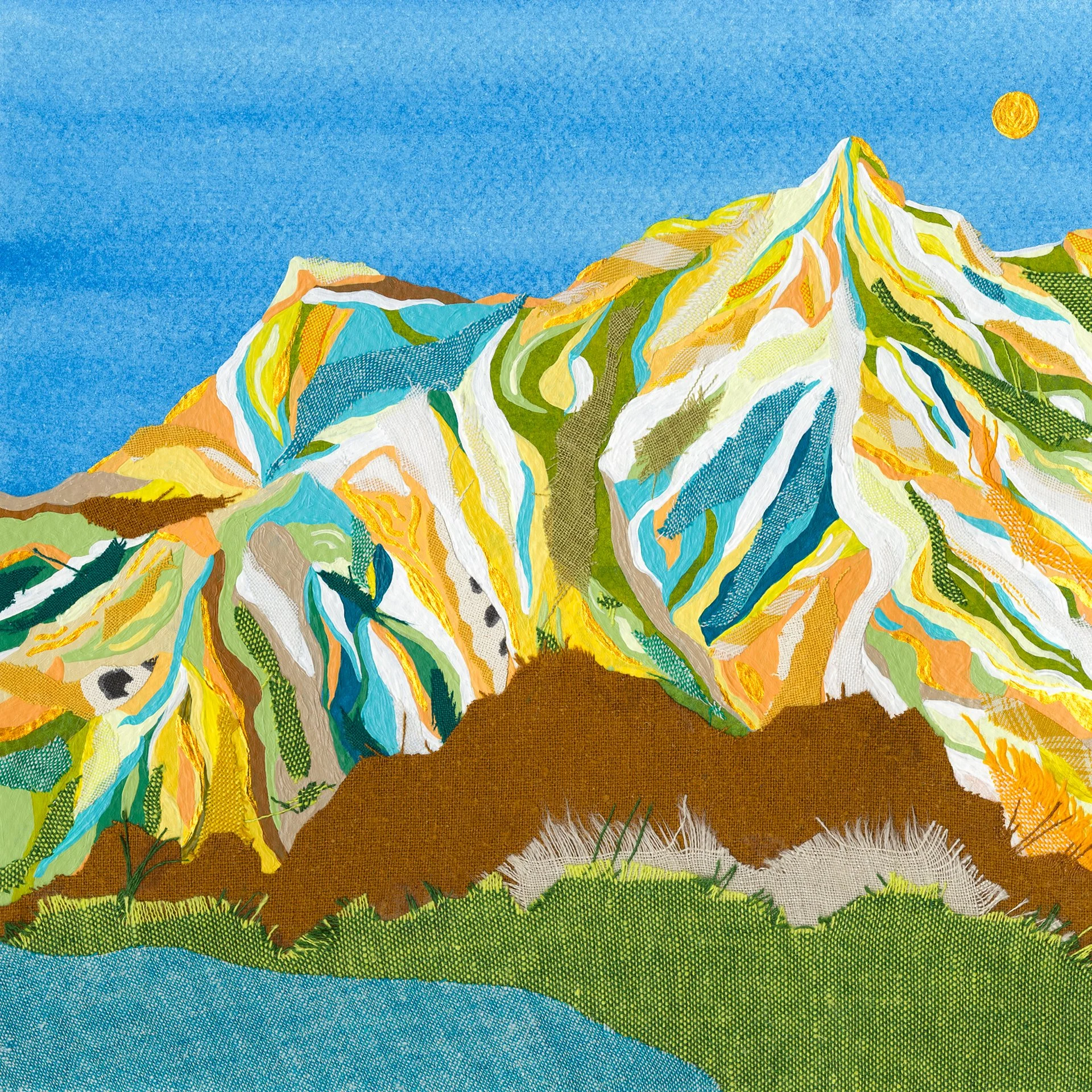 Originals — Golden Colorado intuitive acrylic textile collage